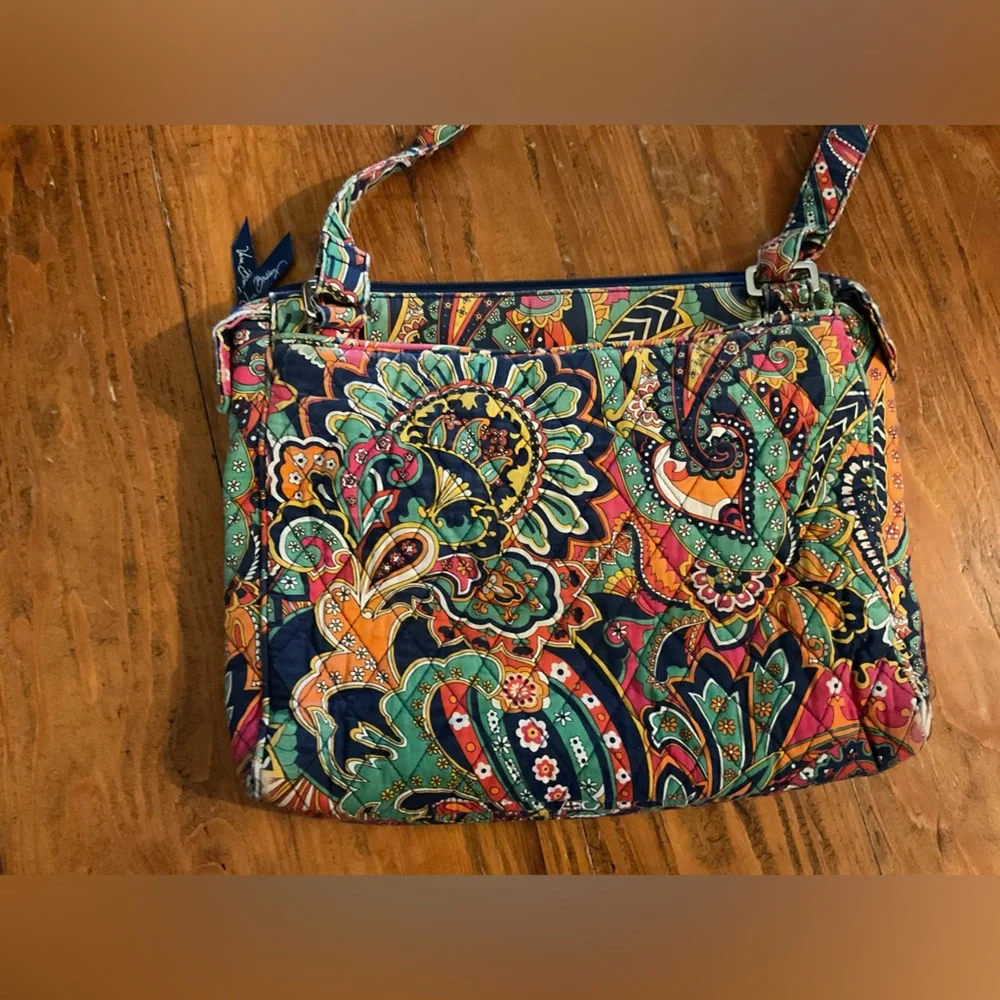 Vera Bradley Quilted Crossbody Bag Floral Paisley Chevron Navy Pink Green